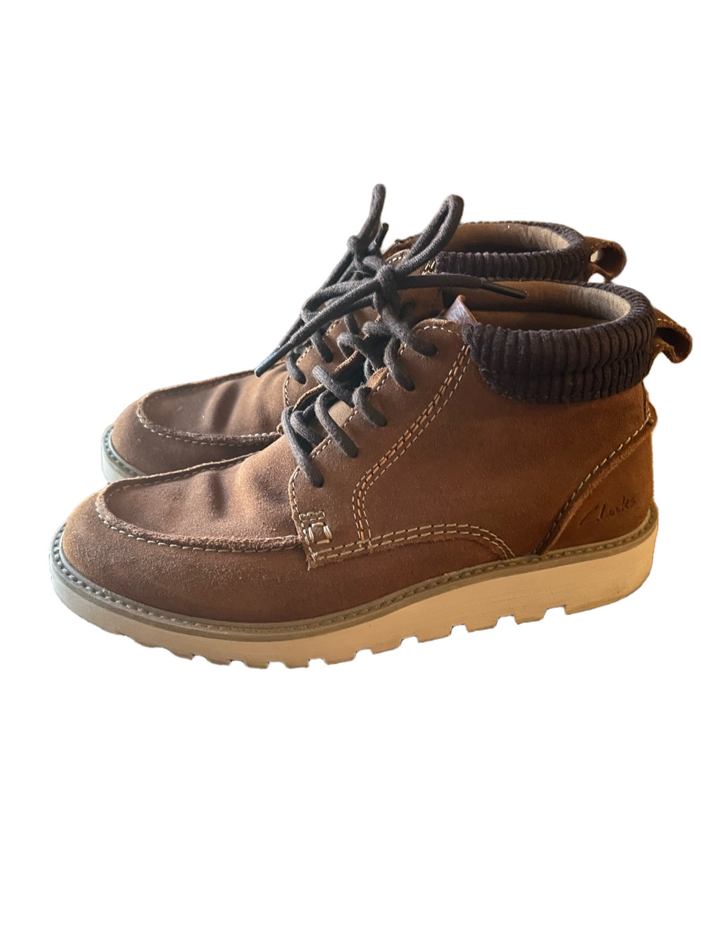 Clarks Barnes Mid Suede Chukka Boot Knit Collar Men's 8 Brown